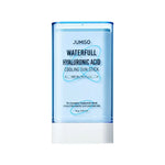The Waterfull Hyaluronic Cooling Sunstick is a blue container with SPF 50+ PA++++, offering UVA/UVB protection and a cooling effect. This hydrating sunscreen with hyaluronic acid contains 18g of product.